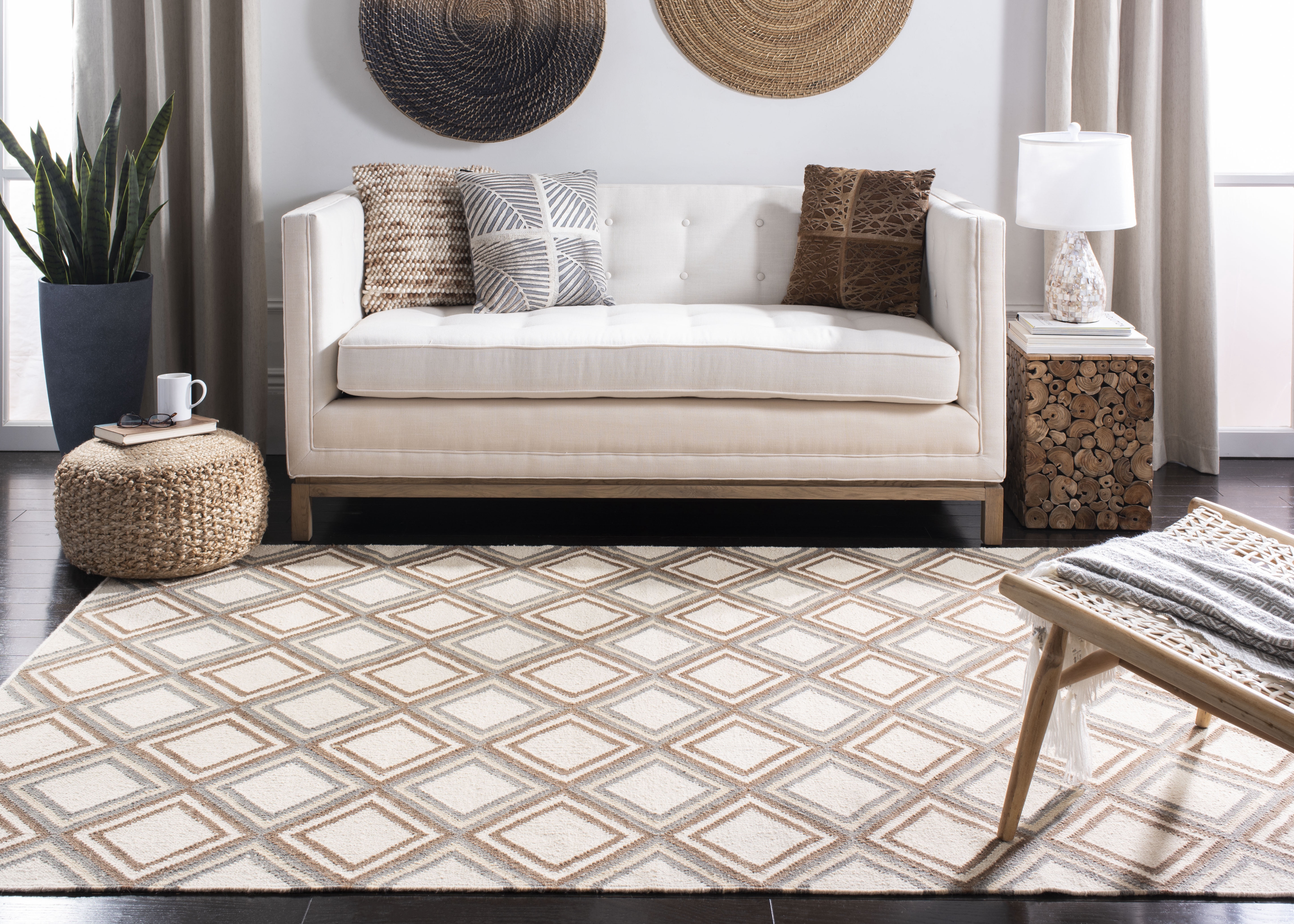 Safavieh Dhurries Jarrod Geometric Wool Area Rug, Ivory/Multi, 8' x 10'