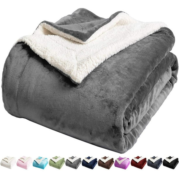 LBRO2M Sherpa Fleece Bed Blanket Queen Size Super Soft Fuzzy Plush Warm
