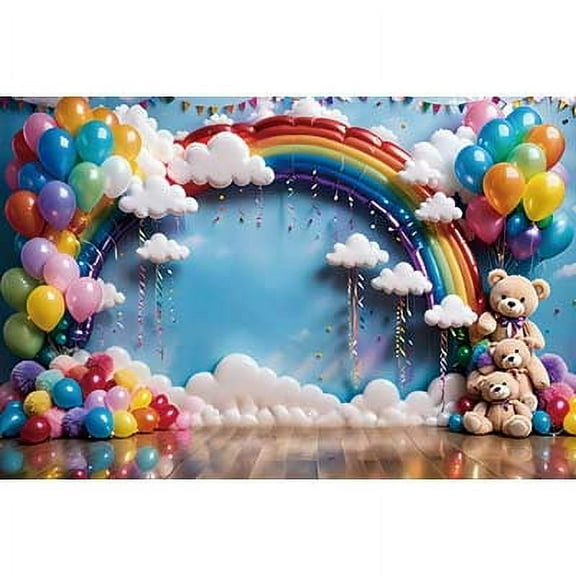 Teddy Bear Balloon Arch Backdrop Baby Boy Girl Photography Shooting Background Childr's Star Cloud Cresct Photoz