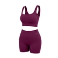 thumbnail image 3 of JSheng Women Workout Sets 2 Piece Seamless Yoga Outfits Shorts and Padded Sports Bra Gym Athletic Clothing Set Hot Pink Free Size, 3 of 4