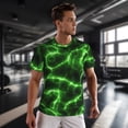 thumbnail image 3 of Wukai Green Lightning Print Men's Short-Sleeved Mesh T-Shirt,Quick-Dry Short Sleeve Workout T-Shirt-X-Small, 3 of 8