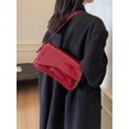 thumbnail image 2 of Women's Red Patent Leather Shoulder Bag with Curved Flap Design, 2 of 8