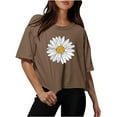 thumbnail image 1 of Blouses for Women Drop Shoulder Round Neck Oversized Crop Tops Workout Tops Tees, 1 of 1