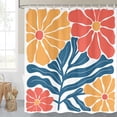 thumbnail image 2 of Retro Boho Floral Abstract Shower Curtain, 60s 70s Mid Century Vintage Cute Orange Flower Botanical Shower Curtain for Bathroom, Modern Minimal Style Fabric Bath Curtain Set Decor with Hooks 69X70IN, 2 of 6