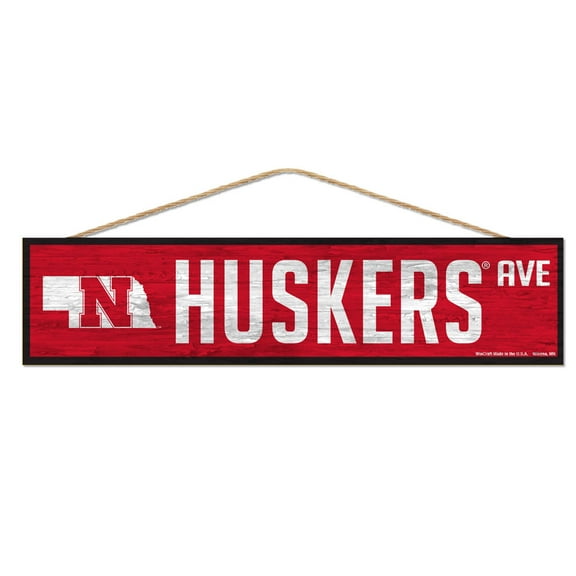 NCAA Nebraska Prime 4" x 17" Wood Sign with Rope