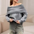 thumbnail image 6 of Kilaqueen Sweaters for Women Off Shoulder Long Sleeve Ribbed Knit Tops Solid Color Casual Loose Fit Trendy Sweater, 6 of 6