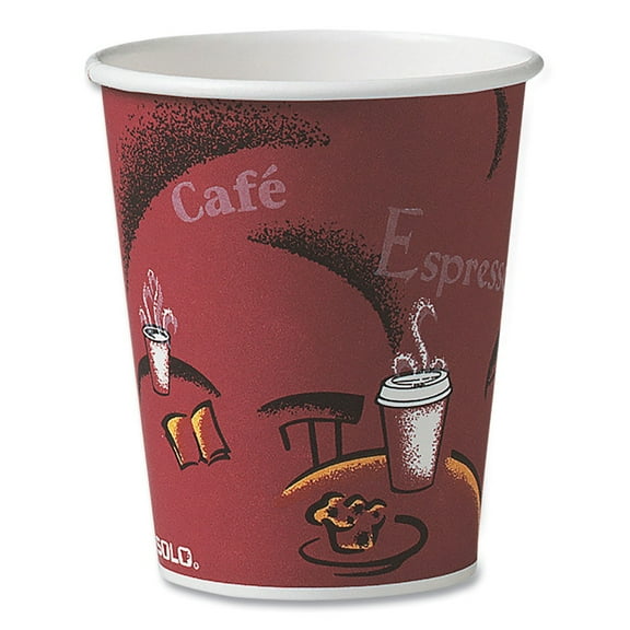 SOLO® Single Sided Poly Paper Hot Cups, 10 Oz, Mistique Design, 50/bag, 20 Bags/carton