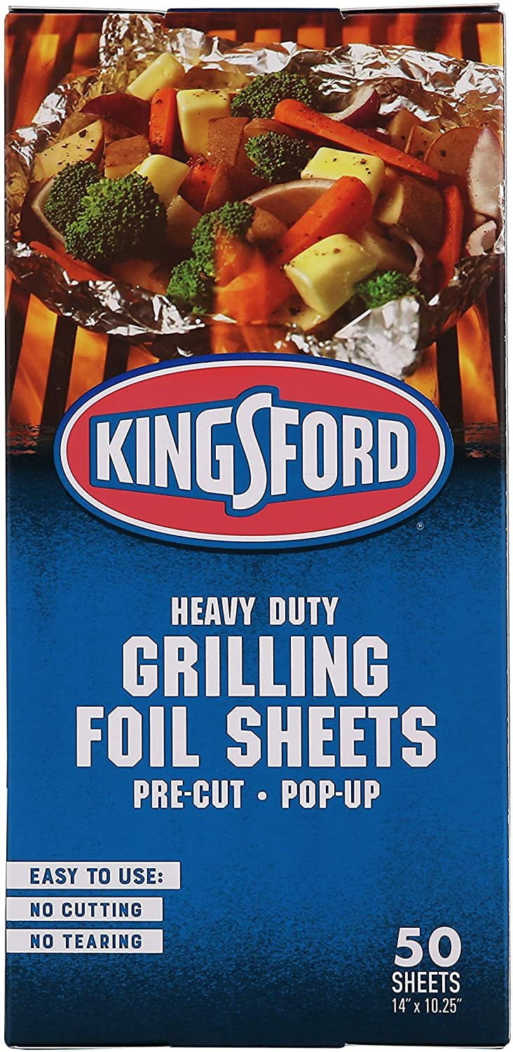 Kingsford Heavy Duty Pop-Up Grilling Foil Sheets, 50 Count  Pre-Cut Aluminum Foil Sheets  Individual Foil Sheets for Easy Use  No Cutting or Tearing Necessary