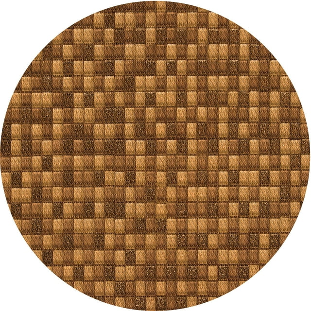 Ahgly Company Tapis d'Intérieur Rond Lavable en Machine Rouge Brun Transitionnel, 4 Pieds Rond