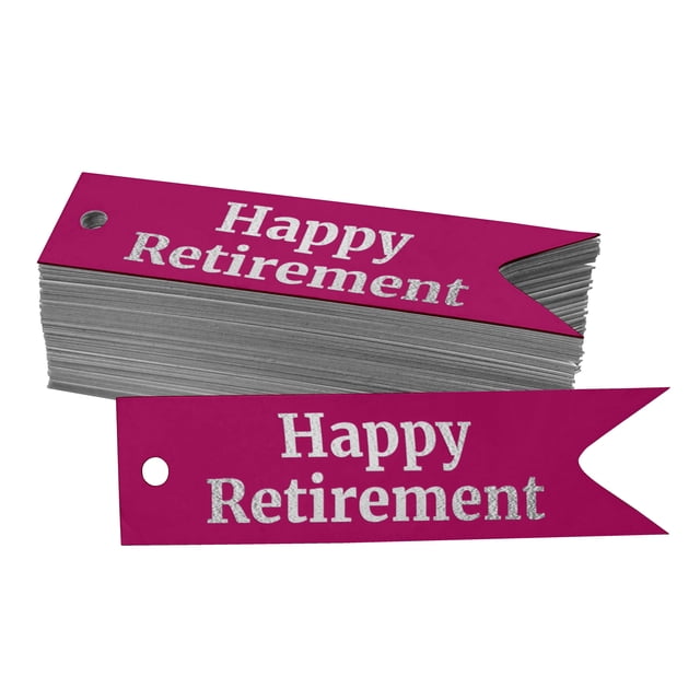 Inkdotpot Pack Of 50 Real Silver Foil Paper Tags Happy Retirement Favor Hang Tags