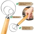 thumbnail image 3 of Batidor de masa danés FUANRTK para pan, paquete de 2 batidoras de acero inoxidable premium con una espátula de masa, 3 of 3
