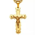 thumbnail image 2 of EOEMY Hot Mens Stainless Steel Gold Silver Jesus Crucifix Cross Pendant Chain Necklace-Gold-30Inch Or 76Cm, 2 of 5