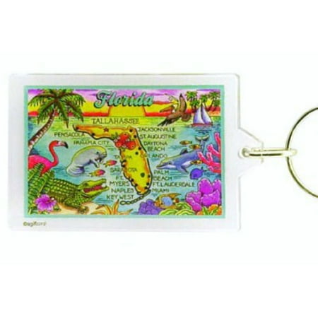 - Florida Map Acrylic Rectangular Souvenir Keychain 2.5 inches X 1.5 inches