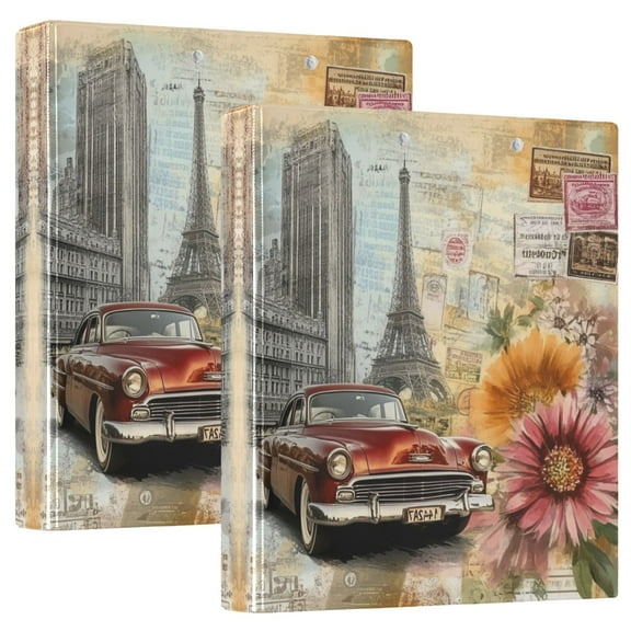 Iauyy PVC Round Ring Binders, 200 Page Capacity, 2 Pack，Stamp