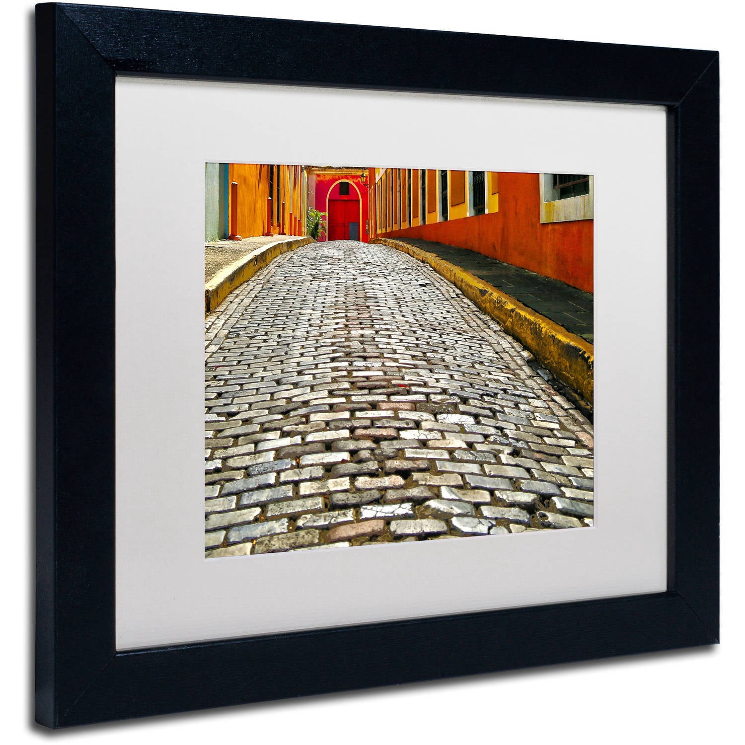 Trademark Fine Art "Old San Juan 14" Canvas Art by CATeyes, White Matte, Black Frame
