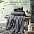 thumbnail image 6 of SONORO KATE 6 Pieces Bamboo Bed Sheets Set, Luxury Rayon Derived - Deep Pockets - Wrinkle Free - Extremely Soft, Queen, Dark Gray, 6 of 9