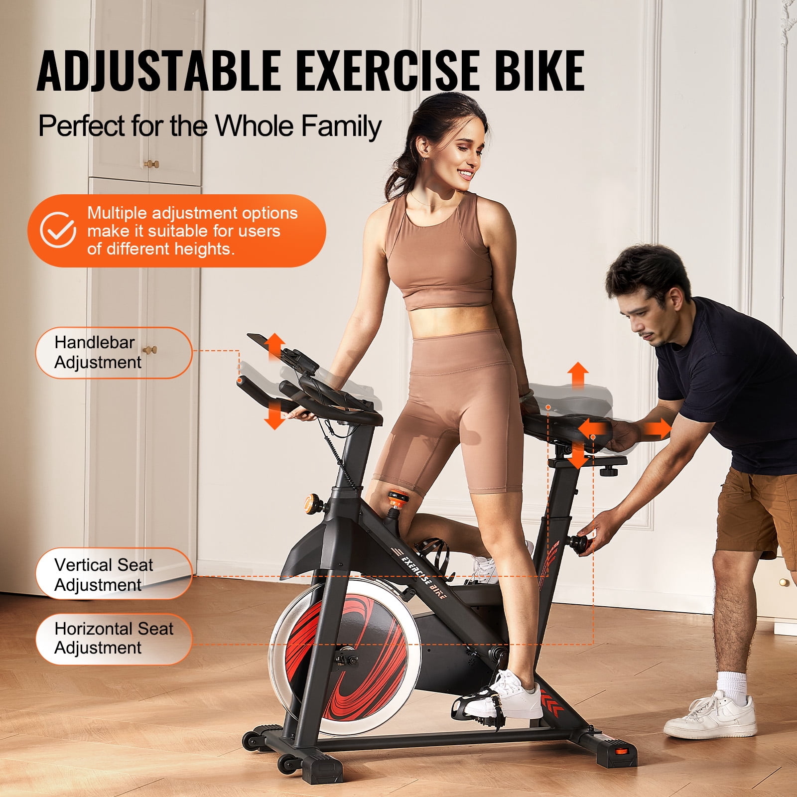 KFFKFF Fitness Bicycle, Home Cardio Adjustable Resistance Trainer, Quiet Belt-Driven Cycle, with Soft Seat, LCD Display, and Durable Flywheel for Indoor Workouts