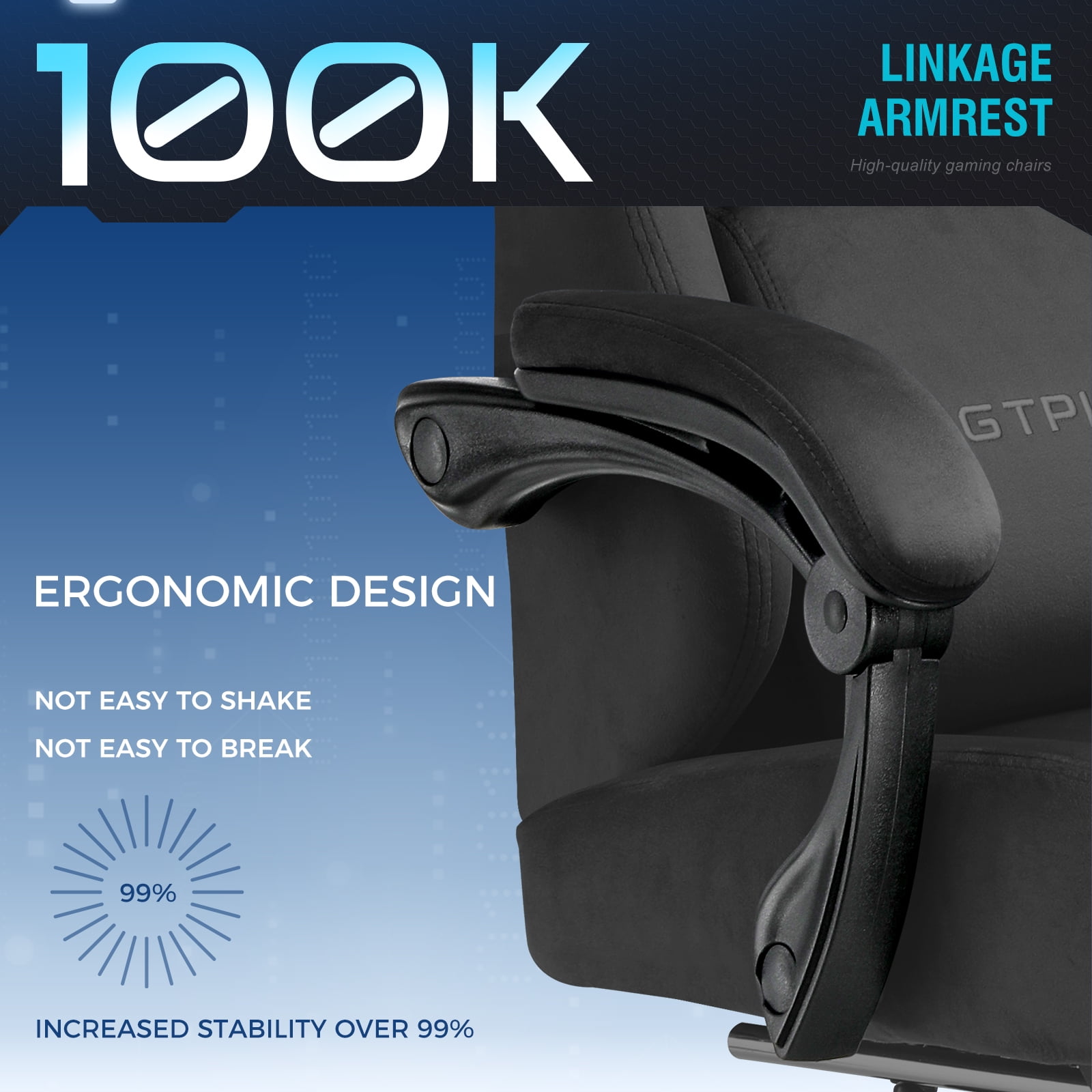 GTPLAYER Big & Tall Fabric Swivel Gaming Office Chair with Pocket Spring Cushion and Footrest, Black