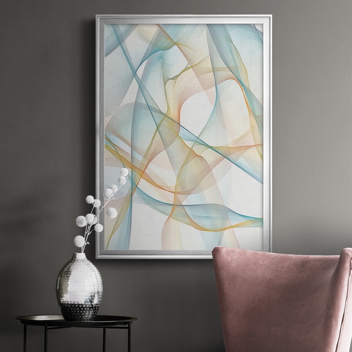 Curves and Waves III Premium Framed Print, in Gold, Black, or Silver - Ready to Hang