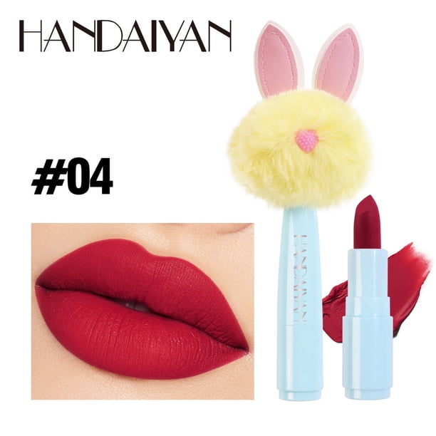 Barra de labios Mini Rabbits Hair de 5 colores, acabado mate aterciopelado, brillo de labios