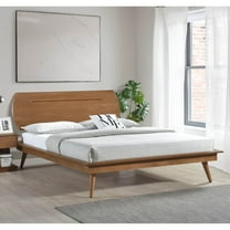 Newboti Furniture Country Casual Style Full Size Platform Bed With Oval Headboard 1Pc Wooden Bedroom Furniture 0136