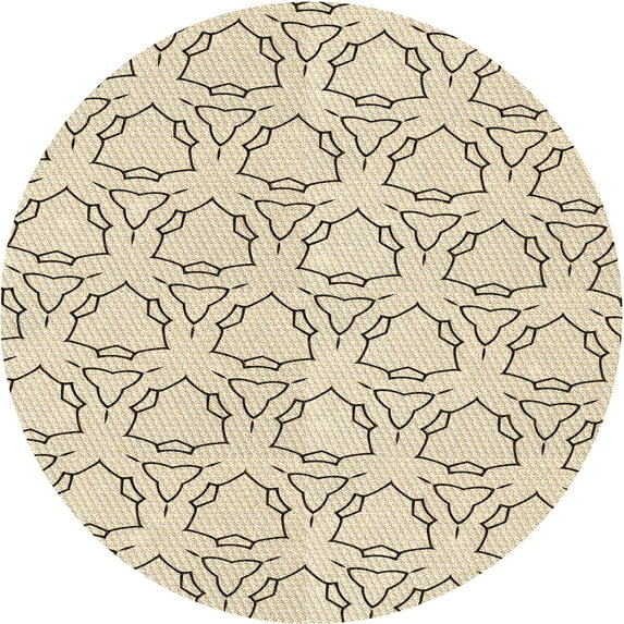 Ahgly Company Indoor Round Patterned Moccasin Beige Area Rugs, 5' Round