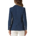 thumbnail image 3 of INSPIRE CHIC Women's Denim Blazer Notched Lapel Single Breasted Shoulder Pad Work Jackets XS Dark Blue, 3 of 6