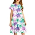 thumbnail image 5 of Odeerbi Kids Girls Gradient Tie-Dye Skater Dress Summer Cute Flared Swing Dress Kids Short Sleeve Stretchy A Line Dress Kids Girls Clothes, 5 of 7