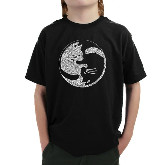 Boy's Word Art T-shirt - Yin Yang Cat