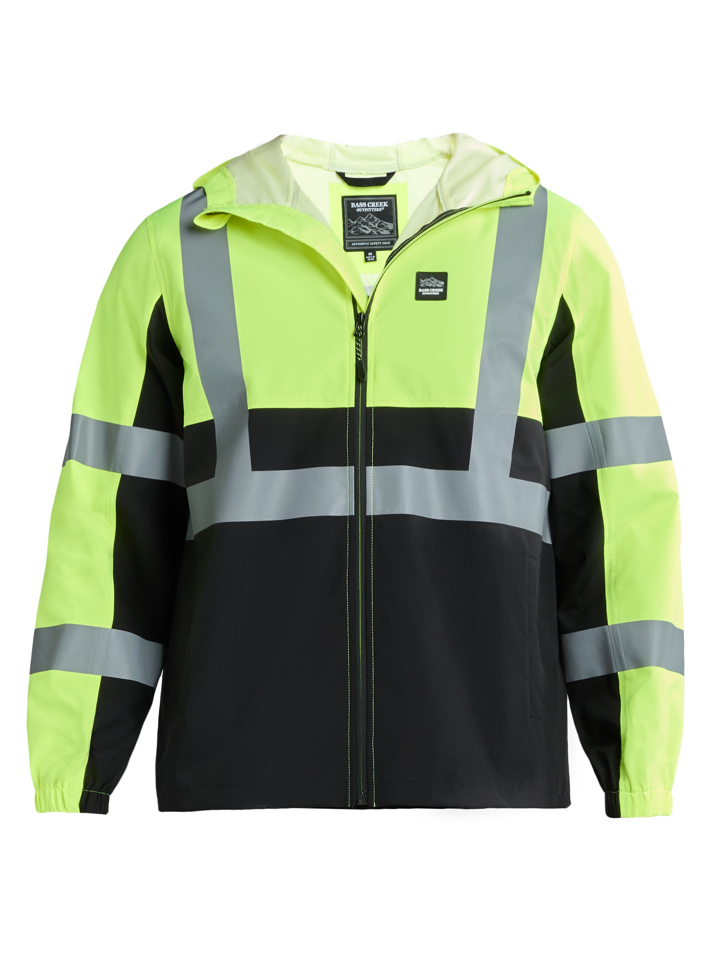 Bass Creek Outfitters Men's Class 3 Hi Vis Bonded Rain Jacket with Reflective Taping, Sizes M-2XL