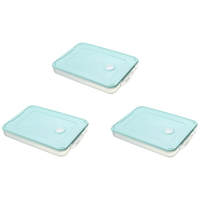 keepw 3pieces Stylish Refrigerator Storage Box Dumpling Box Space-saving Food Storage Matcha Green 1 layer and 1 cover 1Set