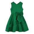 thumbnail image 4 of iEFiEL Kids Girls Satin Sleeveless Princess Dress Elegant A-line Wedding Bridesmaid Party Dresses Green 10, 4 of 5