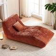 thumbnail image 4 of NBLDGT Chaise Lounge Indoor Furniture,Velvet Ergonomic Foam Lounge Chair with Pillow,Living Room Bedroom Sleeper Couch Sofa, No Assembly,Stretching & Relaxation,Orange, 4 of 10
