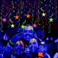 thumbnail image 2 of Selrti 40 Pcs Glow Paper Star Hanging Swirl Decoration Glow in The Dark Ceiling Streamer Fluorescent Neon Party Supplies for Wedding Birthday, 2 of 8