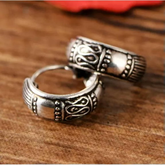 HOOUN 925 Sterling Silver For Women Men Jewelry Retro Small Huggie Hoop Earrings A1665