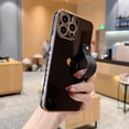 thumbnail image 3 of Feishell Case For iPhone 12 Pro Max, Cute Luxury Plating Love Heart with Camera Protection,Soft TPU Bumper Small Love Pattern,Protective Wrist Strap Kickstand Case For iPhone 12 Pro Max, Black, 3 of 9