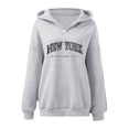 thumbnail image 4 of Pullover Sweaters for Women Usa Winter Fall Relaxed Fit Hooded Long-sleeved Bubble Cuff Cold Shoulder Half Zip Graphic Leisure Cotton Tops Sweatshirt(White,M), 4 of 4
