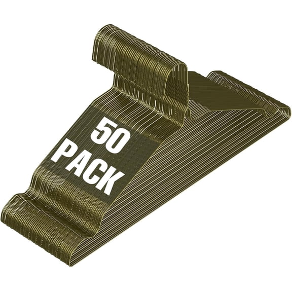 SPECILITE Wire Hangers 50 Pack, Metal Wire Clothes Hanger Bulk for Coats, Space Saving Metal Hangers Non Slip, Bronze