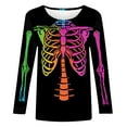 thumbnail image 4 of SDNall Halloween Shirts for Women Skeleton Graphic 2024 Halloween Women Fashion Tees Casual Round Neck Loose Cute T-Shirt Long Sleeve Ladies Top, 4 of 9