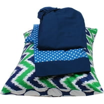 Bacati - MixNMatch Zigzag 3-Piece 100% Cotton Percale Toddler Sheet Set, Navy/Green