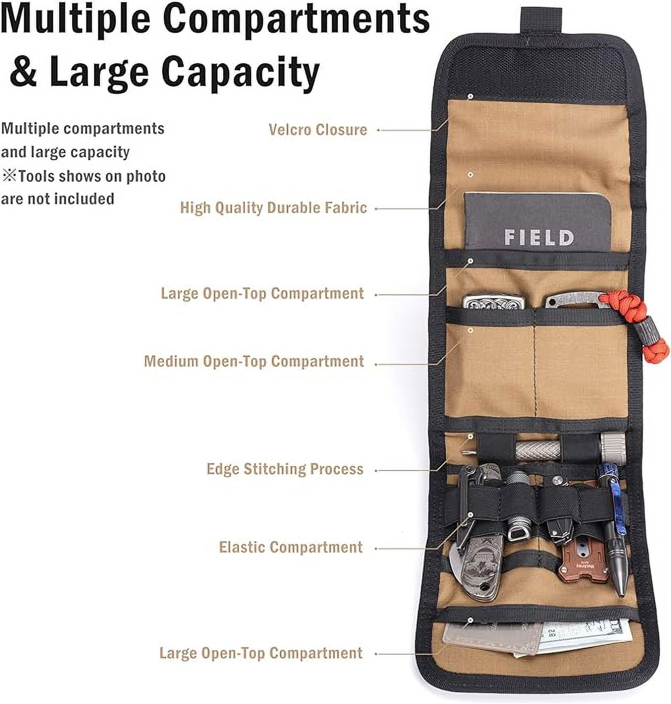 VIPERADE VE12 Folding EDC Organizer Pouch, Molle Tool Bag, Trifold Tool Pouch, Utility EDC Pocket Organizer for Outdoor and Daily