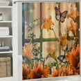 thumbnail image 6 of Fenyluxe Flower Butterfly Shower Curtain Orange Floral Dream Spring Blossom Plant Beautiful Animal Butterflies Wings Nature Garden Scenery Home Decor Fabric Bathroom Set with Hooks 36x72, 6 of 7