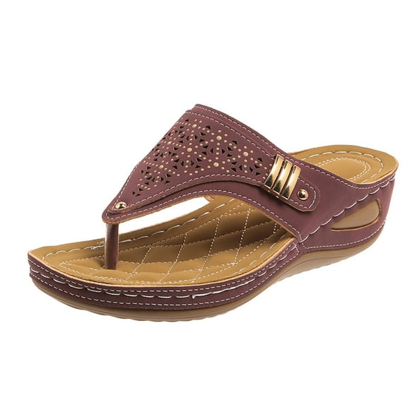 IUJSOY Sandals Flip Flops for Women Comfortable Casual Summer Slip on Wedges Shoes for Walking