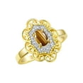thumbnail image 4 of Rylos Yellow Gold Plated Silver Floral Designer Ring with 6x4 MM Oval Tiger Eye & Sparkling Diamonds - Birthstone Jewelry for Women -Size 6, 4 of 7