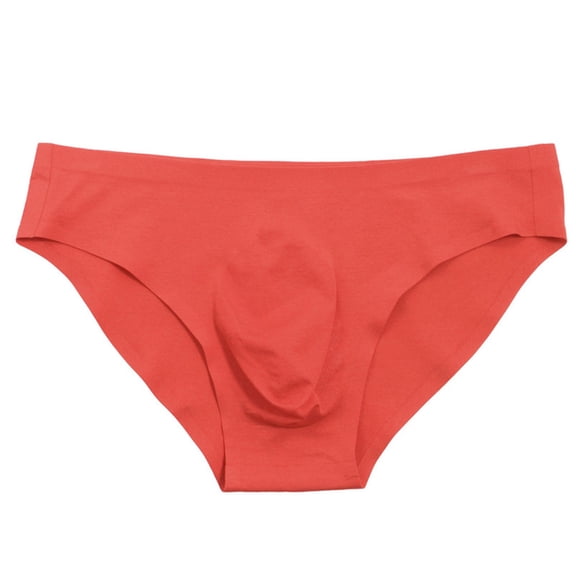 Men's Seamless Low Rise Trunk Underwear with Supportive Pouch Solid Color Everyday Briefs for Casual WearWatermelon RedXXL