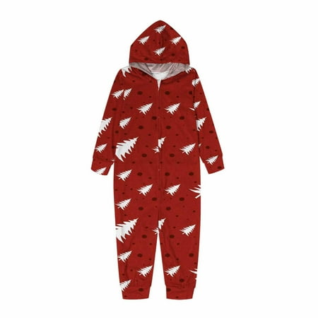 

Virmaxy Family Christmas Hooded Jumpsuit Pajamas Outfits Toddler Kids Cute Santa Printed Bodysuit Long Sleeve Zipper Elastic Cuffs Romper Xmas Hooded PJ s Loungewear Red 2T