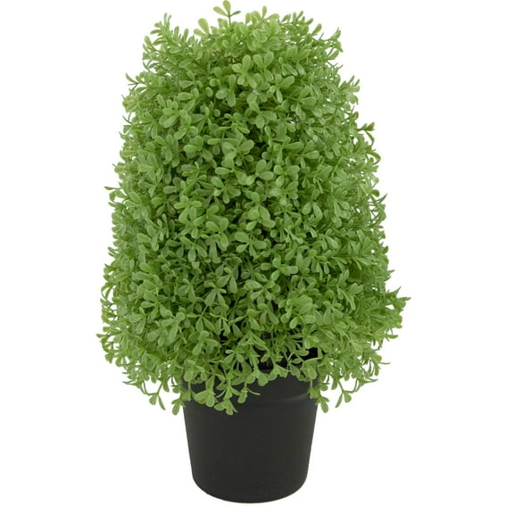 15" Artificial Boxwood Cone Topiary Tree with Round Pot  Unlit - 9