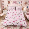 thumbnail image 2 of Meiyoeat Cute Baseball Duvet Cover King, Pink Bow Print King Bedding for Bedroom,Pink Reversible,3 Pieces,No Comforter, 2 of 6