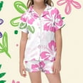 thumbnail image 3 of BOOMNY Toddler Girls 2 Peice Pajamas Sets Floral Graphic Short Sleeve Buttons Sleepwear Tops Shorts Pjs Set for Kids Cozy Loungewear Homewear, 3 of 4