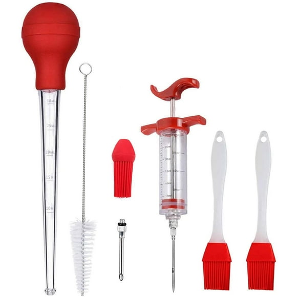 Turkey Baster Barbecue Basting Brush, with Cleaning Brush, Meat Marinade Injector, Perfect for Basting and Marinating Turkey, Beef, Pork, Fish
